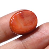Batu Permata Akik Sulemani Oranye Alami Bentuk Cabochon, Batu Akik Berjalur Halus, Batu Lepas Grosir untuk Perhiasan