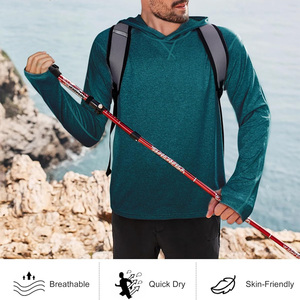 Camisas de pesca con capucha de manga larga para hombres Diseño OEM logotipo personalizado tejido elástico transpirable perfecto para eventos al aire libre - Product Image 3