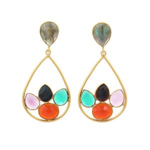 Natural Labradorite Gemstone Earrings Wholesale <b>Indian</b> Jewelry Beautiful Design 925 Sterling Silver Gold Plated Earring - Product Image 5