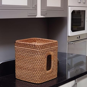 Boîte à mouchoirs carrée en rotin, plateau de rangement, boîte de rangement artisanale, écologique, naturelle, décoration intérieure et extérieure, vente en gros du Vietnam - Product Image 5