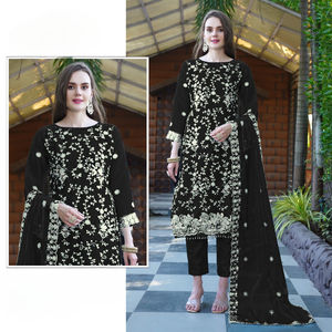 New Collection Heavy Organza With Embroidery Sequence Work With Moti & Fancy Lace <b>Suit</b> - Product Image 4