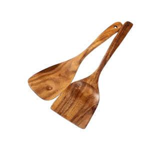 Cuillères en bois faites à la main ustensiles de cuisine 2 pièces spatule en bois naturel ustensiles de cuisine ensemble d'outils pour poêle antiadhésive outil de cuisine - Product Image 1