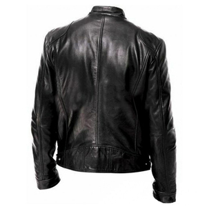 Veste de moto urbaine élégante XS Faux cuir fermeture éclair asymétrique brodée taille ceinturée intérieur doux avec motif de lettre unique - Product Image 2