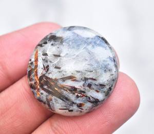 Cabochon de pierre précieuse d'astrophyllite naturelle de haute qualité, forme et taille personnalisées, pour la lithothérapie, en vrac, 20-55mm - Product Image 2