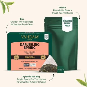 VAHDAM, Thé noir exotique du premier récolte de Darjeeling (100 sachets de thé noir) - Product Image 2