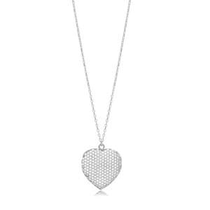 Collier pendentif en forme de cœur, zircon brillant délicat, chaîne de 60 cm, argent sterling 925, bijoux en gros - Product Image 2