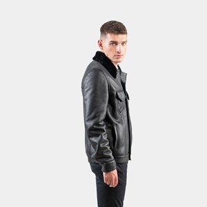 Veste en cuir de haute qualité en peau d'agneau véritable usine directe grande taille veste en cuir à fermeture éclair à la mode pour hommes manteaux en cuir - Product Image 2