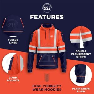 Sweat-shirt de sécurité réfléchissant ZUNEZI, bandes lumineuses, tissu en coton confortable et durable, veste d'hiver pour l'extérieur, classe 2 ANSI, LED clignotante, 5XL - Product Image 3