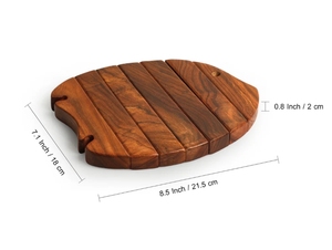 Plateau de dessous de plat de poisson extensible abstrait en bois de Sesham pour plats chauds, théière et casseroles, décor de comptoir de cuisine - Product Image 6