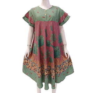 Robe de nuit simple et modeste pour femmes, en rayonne, nouveau design avec manches courtes douces, longueur au sol, pour un usage quotidien - Product Image 2