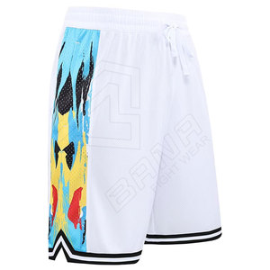 Venta al por mayor OEM nuevo logotipo personalizado pantalones cortos de malla pantalones cortos de calle correr gimnasio pantalones cortos de baloncesto con estampado en blanco - Product Image 5
