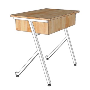 Single Natural Wood <b>Study</b> <b>Desk</b> with Drawers Iron Legs School Furniture-PSD033 - Product Image 3
