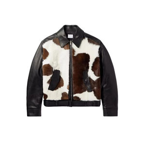 Chaqueta de Cuero de Piel de Vaca de Primera Calidad para Hombre, Chaqueta de Motociclista de Cuero con Pelo, Estilo Bomber, para Invierno - Product Image 3