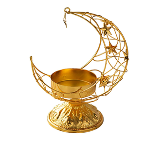 ของตกแต่งโต๊ะเชิงเทียนสีทองเมทัลลิกตกแต่งโต๊ะเดือนรอมฎอนวินเทจประดับดวงจันทร์ - Product Image 1