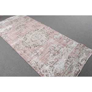 พรมขนาด 3.5x8.4 ฟุต, พรมตุรกีโบราณ, พรมขนสัตว์สีชมพู - Product Image 2