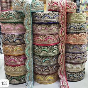 Tela de encaje bordado nupcial para hacer vestidos de novia Encaje bordado de estilo africano con piedras Colección de ropa de fiesta - Product Image 1