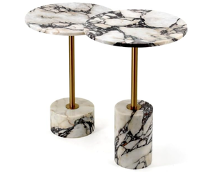 Table d'appoint ronde: dessus en marbre naturel et base en acier inoxydable solide. Table d'appoint moderne pour le salon. Vente en gros et B2B. - Product Image 6