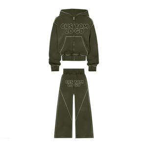 Conjunto de Sudadera con Capucha y Pantalones Deportivos Anchos con Pedrería en la Cintura Doble Personalizado, Chándal Holgado Extra Grande para Hombre - Product Image 4