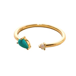 S925 14K Gold Plated Minimal Natural Turquoise Australian <b>Opal</b> <b>Ring</b> Thailand Factory Tarnish Free Wholesale OEM ODM - Product Image 1