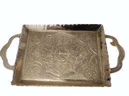 Bandejas de servicio de metal chapado en oro de latón de lujo diseño personalizado vajilla hecha a mano al por mayor restaurante comida desayuno bandeja de servicio - Product Image 3