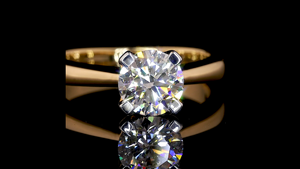 Bague solitaire ronde minimaliste en or rose avec diamant de culture |   Bague en diamant élégante pour le bureau et le quotidien - Product Image 5