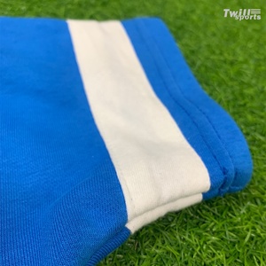 T-shirt court en molleton français bleu et blanc à col en V de haute qualité pour femme, taille XL, vente en gros, promotion estivale, impression personnalisée - Product Image 6