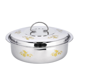Dinnerware Home Hotel Kitchen Stainless Steel Food Server Casserole Silver Glossy Metallic Lid Tabletop Serving Food Warmer - Product Image 1
