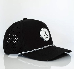 Casquette de golf unisexe imperméable personnalisée en caoutchouc perforé avec logo structuré à 5 panneaux de haute qualité respirant avec logo découpé au laser - Product Image 2