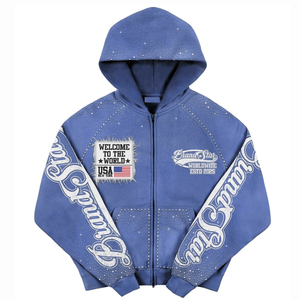 Custom Bling Rhinestone Hoodies Unisex Streetwear Crystal Sparkle Sudaderas Sudadera con capucha al por mayor para los hombres y las mujeres - Product Image 4