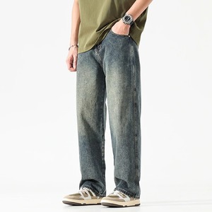Jean en denim délavé pour homme, automne et hiver 2025, nouveau pantalon décontracté suspendu à jambe droite, beau, tendance, élégant, bon - Product Image 4