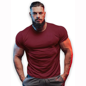 เสื้อยืดสำหรับยิมวิ่งในฤดูร้อนเสื้อยืดผ้าไนลอนสแปนเด็กซ์สำหรับผู้ชาย - Product Image 5