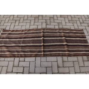 Tapis en laine classique rayé beige marron vintage 230x650cm motif couloir rectangle abstrait Viscose PP matériau Latex soutenu - Product Image 2