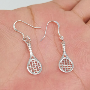 New Arrival 925 Sterling Silver Tennis Racket <b>Earrings</b> <b>Handmade</b> Sport <b>Earrings</b> Tennis Charm Dangle Drop Wire <b>Earrings</b> for Women - Product Image 3