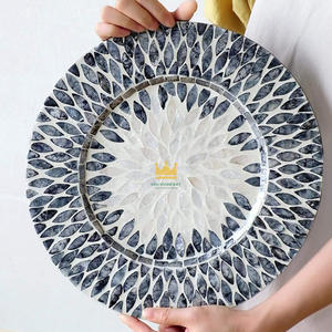 Customize Mother of Pearl Elegant Pearl Inlay Charger Plate Custom Size Dessert Serving Tray for Home Decor <b>Cheap</b> Price - Product Image 2