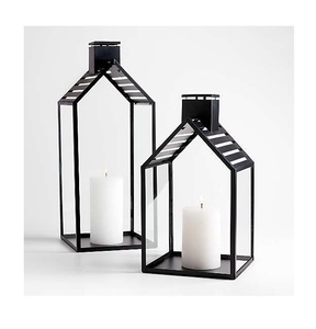Decorative <b>Set</b> of 2 Wicker Iron Black Matte <b>Lantern</b> High Quality Home Decor Party Used Christmas Candle <b>Lantern</b> - Product Image 5