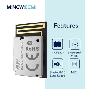 MinewSemi modul IoT Ble penerima Bluetooth 5.2, ukuran kecil Nordic Protocol mendukung protokol benang Zigbee