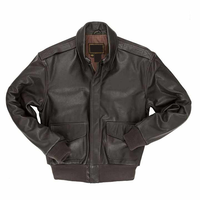 Blouson Bomber Décontracté Homme Hiver Chauffant en Cuir de Vachette Véritable Noir Respirant et Coupe-Vent avec Fermeture Éclair, Qualité Supérieure, Personnalisé OEM