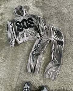 Vente chaude Impression en silicone personnalisée et impression DTG Survêtement de style de rue pour hommes en polaire personnalisée et lourde - Product Image 1