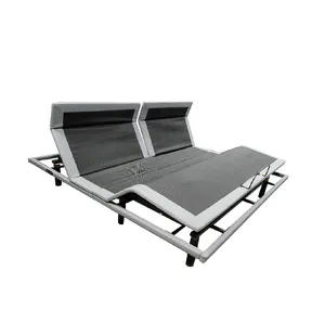 Split Head Adjustable Bed Base Frame With Wall Hugging With Multiple Motors Head Tilt Massage Head Foot Articulation