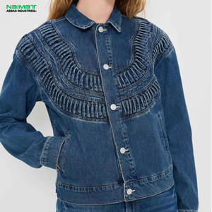 <b>Women</b> Blue Denim <b>Jacket</b> With Multiple Zipper Accents Cropped Jean Coat Moto Style Outerwear Fashion Ladies Long Sleeve <b>Jacket</b> - Product Image 1