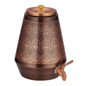 Refroidisseur d'eau en cuivre pur Design traditionnel Avantages pour la santé ayurvédique Portable facile pour les hôtels de bureau à domicile Utilisation en extérieur - Product Image 2