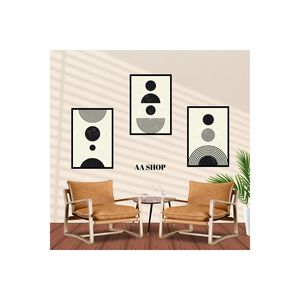 Ensemble de 3 tables modernes en MDF avec cadres imprimés colorés de qualité et 84 accents muraux 50x35cm - Product Image 1