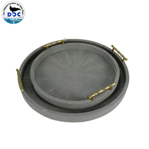 DAPHOCO Model 037 Commercial Grade Shagreen <b>Round</b> <b>Serving</b> <b>Tray</b> with Handles for Tea Coffee Home Decor - Product Image 1