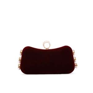 Pochette de mariée marron de luxe P14997 sac à main/sac de fête en soie à motif floral doublé de satin et de polyester - Product Image 1