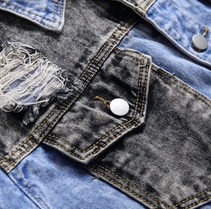 Chaqueta vaquera de manga larga única para hombres, parejas, cuello alto, diseño bordado, botón con cremallera, ropa de otoño, disponible todo - Product Image 5