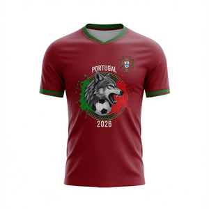 Maglietta Unisex per Tifosi di Calcio Portogallo WC 2026, T-Shirt Promozionale Rossa e Verde con Grafica per il Giorno della Partita - Product Image 2