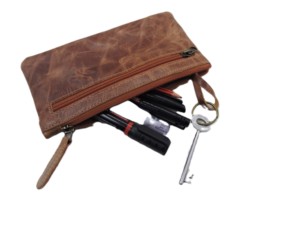 Bolsa pequeña de cuero genuino personalizada de fabricante, bolsa de utilidad multiusos, bolsa de lápiz con cremallera, soporte estético - Product Image 3