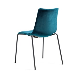 Upholstered Stackable Dining <b>Chair</b> Fabric <b>Shell</b> Polycarbonate Anti-Shock Core 4 Metal Legs Chrome or Brass Effect for Restaurant - Product Image 1