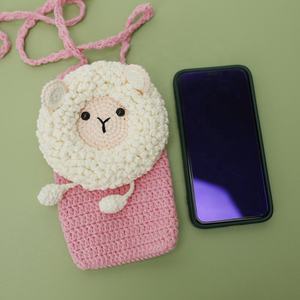Bolso de Teléfono Móvil Tejido a Crochet, Diseño de Oveja, Hecho a Mano, Accesorio de Moda - Product Image 6
