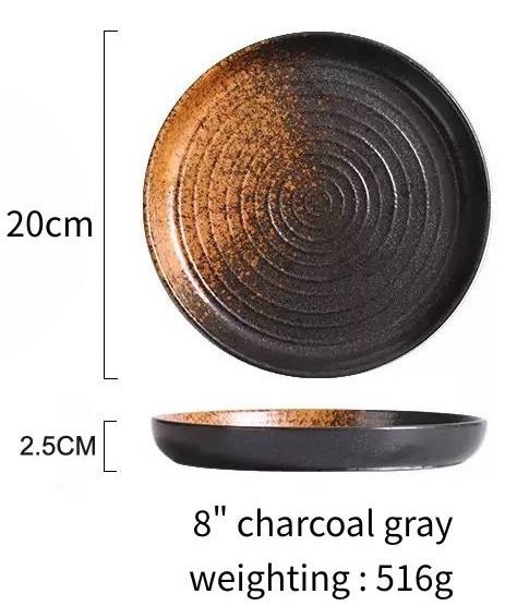8" round Plate (charcoal grey)